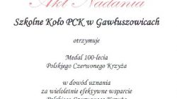 Medal 100-lecia PCK dla Szkolnego Koła PCK